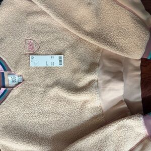 BDG Beige Sherpa Sweater with Pink and Blue Accents